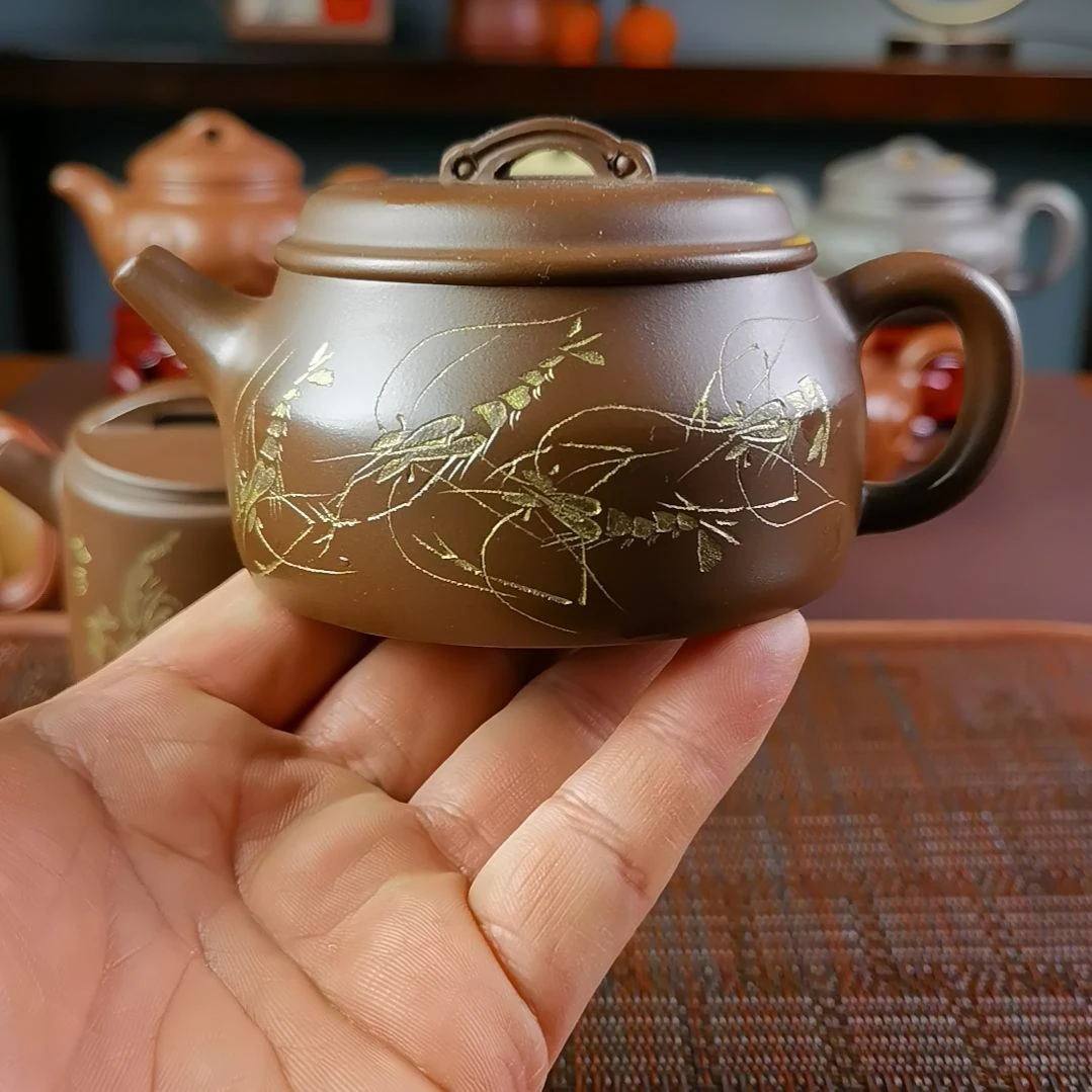 紫砂茶壶紫泥如意汉瓦210CC