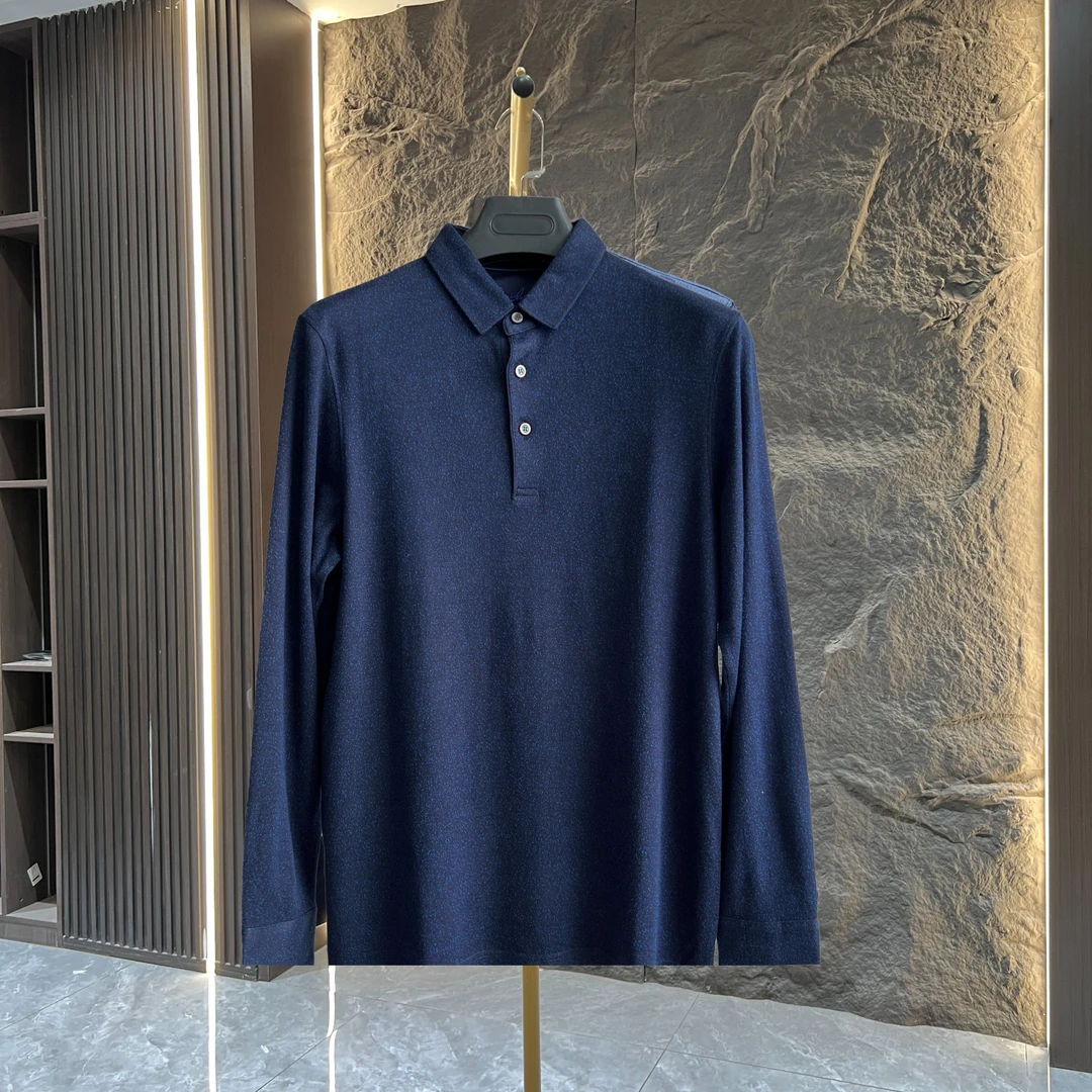 凯莱LU喜101144男春秋商务休闲桑蚕丝羊绒长袖POLO衫