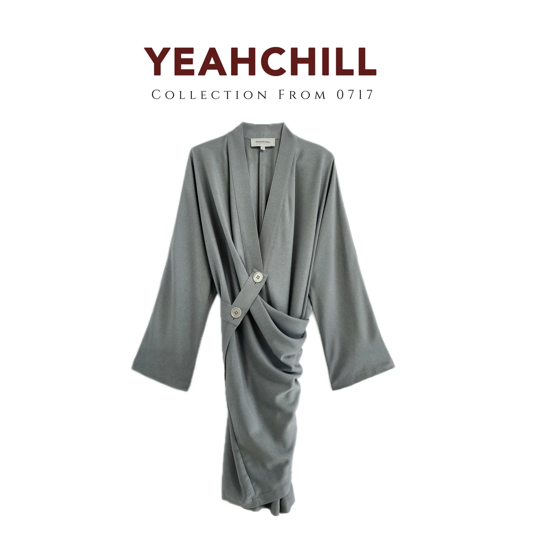 【慵懒假日】质感茧型V领夏季宽松禅意袍子连衣裙