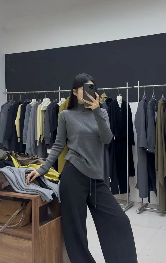 针织常规款秋冬季长袖厚款针织衫时尚针织衫网红半高领休闲