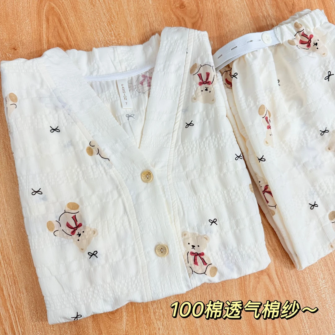 月子服纯棉棉纱夏天夏季透气吸汗哺乳孕妇睡衣67月8产后