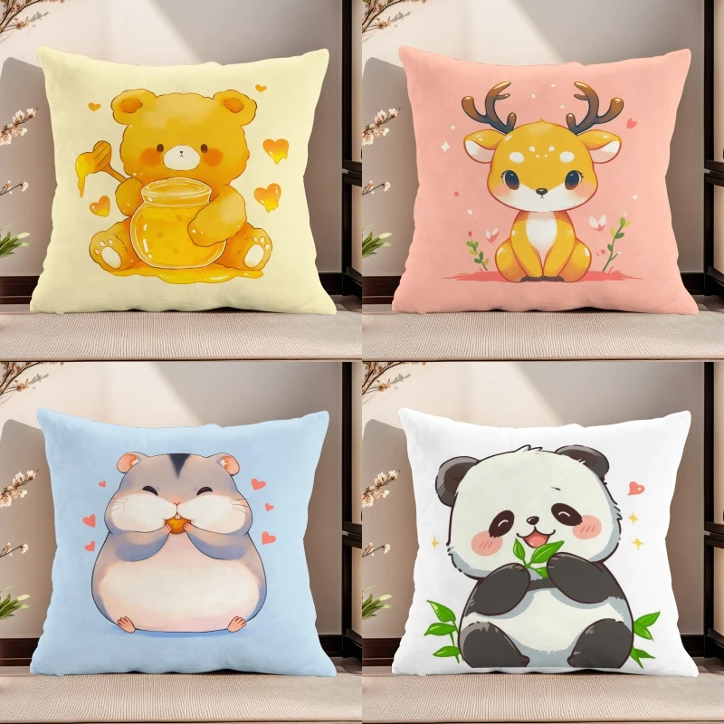 可爱卡通抱枕沙发靠垫办公室床头靠背汽车靠枕正方形抱枕套不含芯
