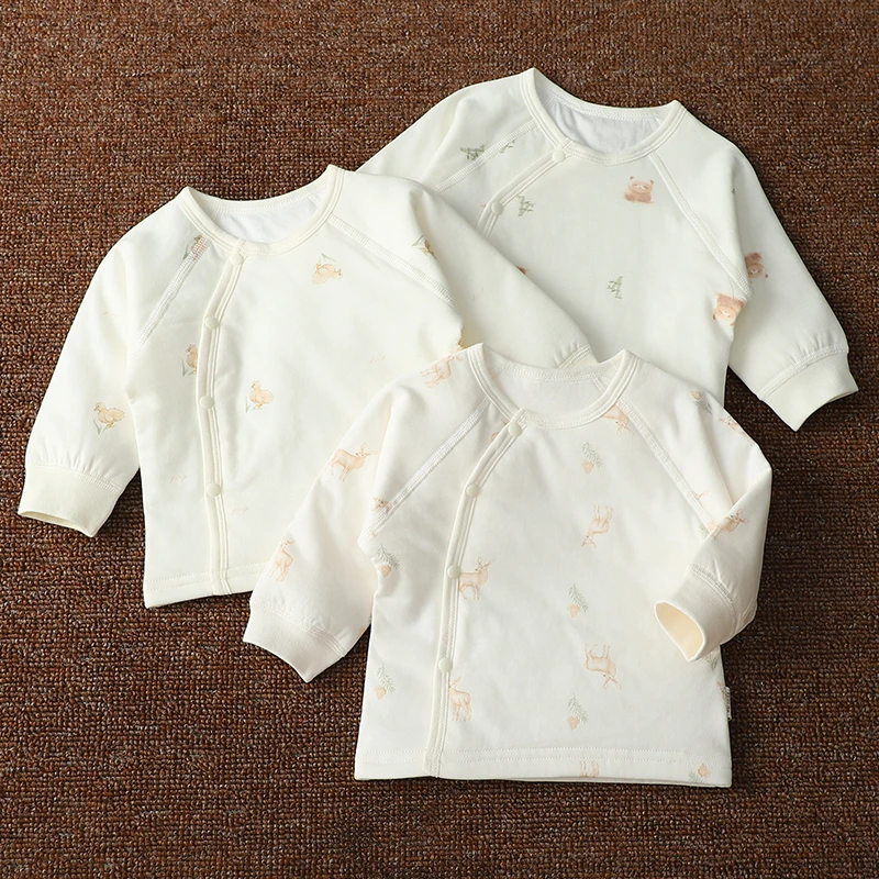 婴幼儿保暖棉上衣卡通风男女宝宝夹薄棉秋冬季衣服冬天婴儿打底衣