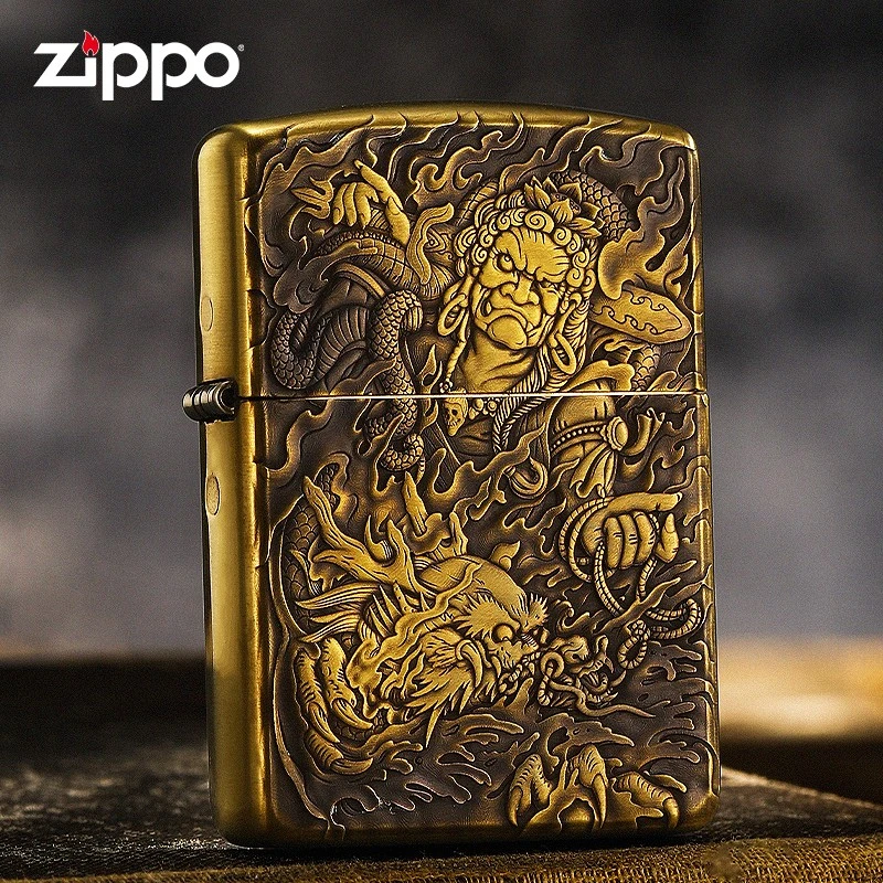 Zippo打火机不动明王鬼王盔甲浮雕防风打火机【杨杨专属】DYJ1