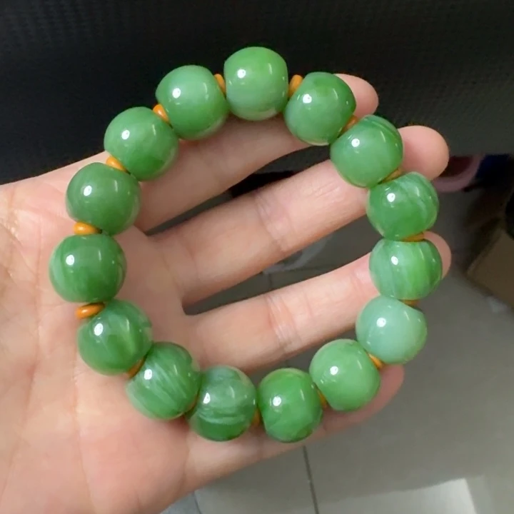 和田玉未镶嵌颈饰粉绿16