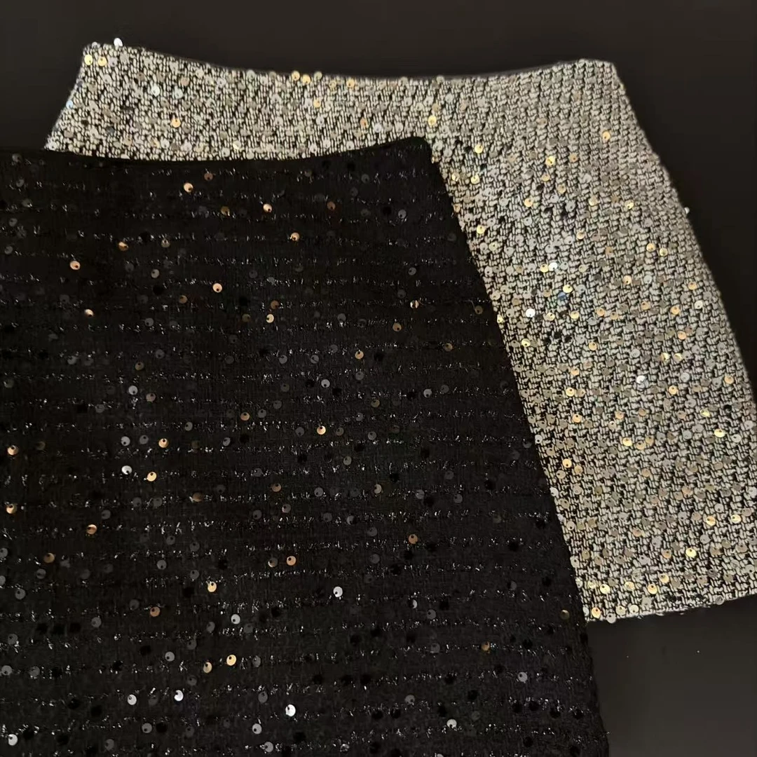 CHENGX2  重工亮片短裙A字版其实半身裙百搭搭配短裙
