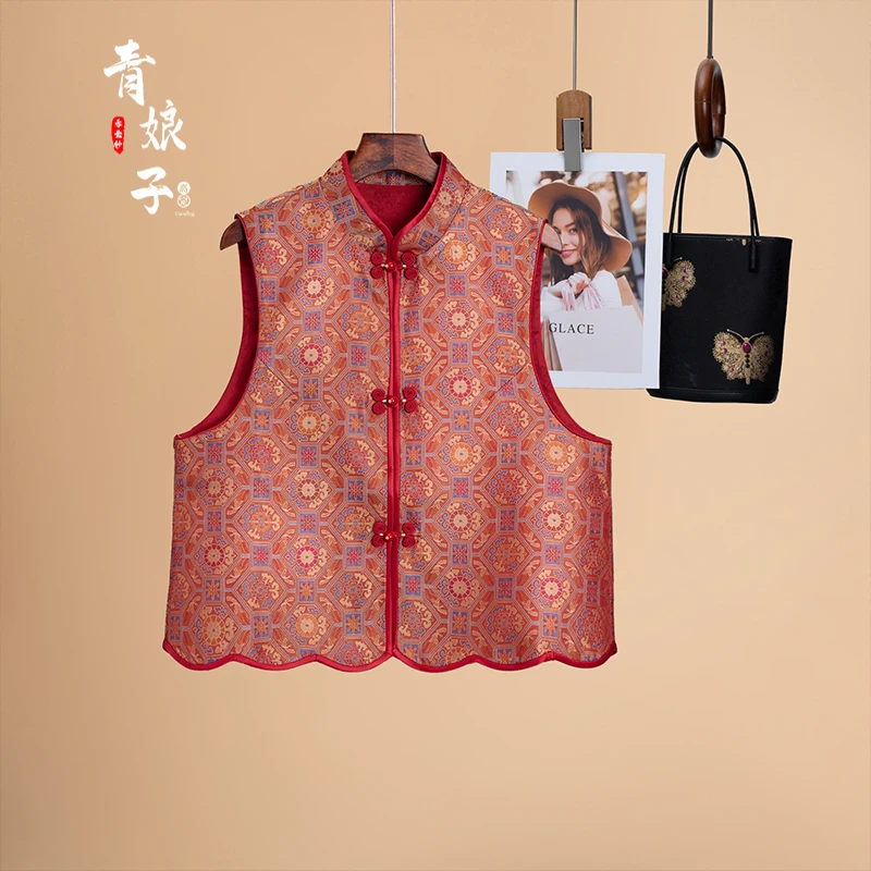 青娘子宋锦（若黎）2025春款时尚新中式国风宽松国潮无袖马甲60224