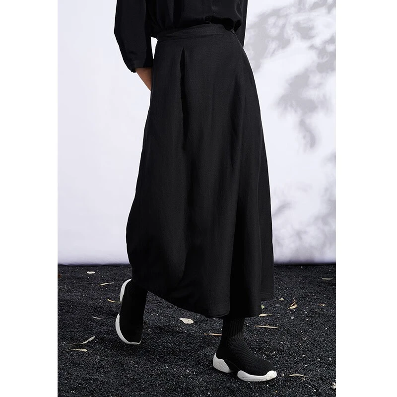 天意秋冬欧若新中式宽松可调节腰围阔腿裤宽脚裙裤休闲裤W223511