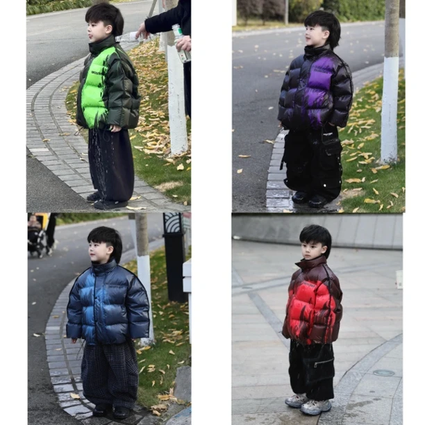 Jimmy妈童装【温感变色】冬季新款儿童温变科技立领免洗羽绒服