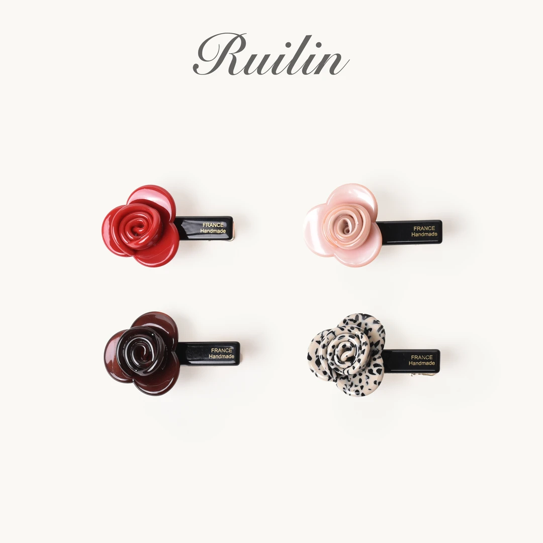 RUILIN【晶莹小花夹】发夹玫瑰花可爱气质甜美