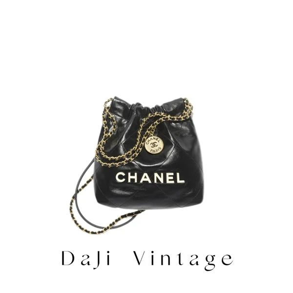 大吉中古/chanel香奈儿黑金白标22bag迷你斜挎包