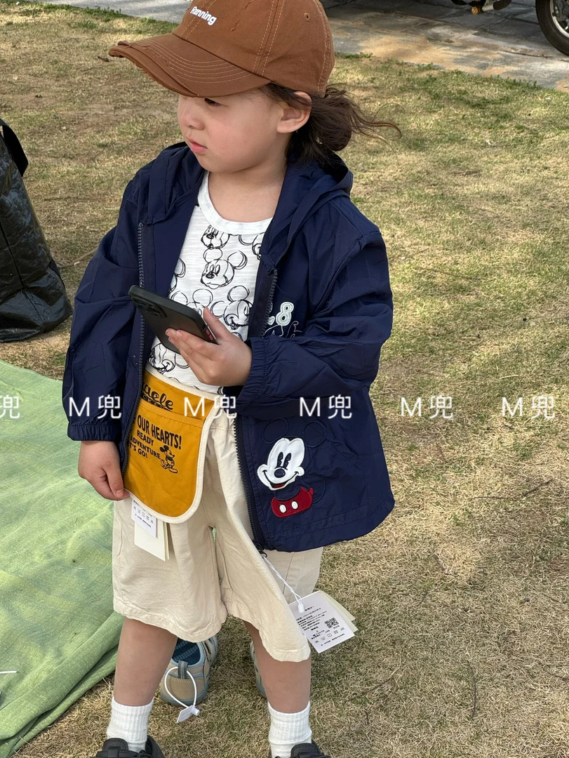 2025夏季新品男女童装卡通连帽薄款外套宝宝百搭拉链衫