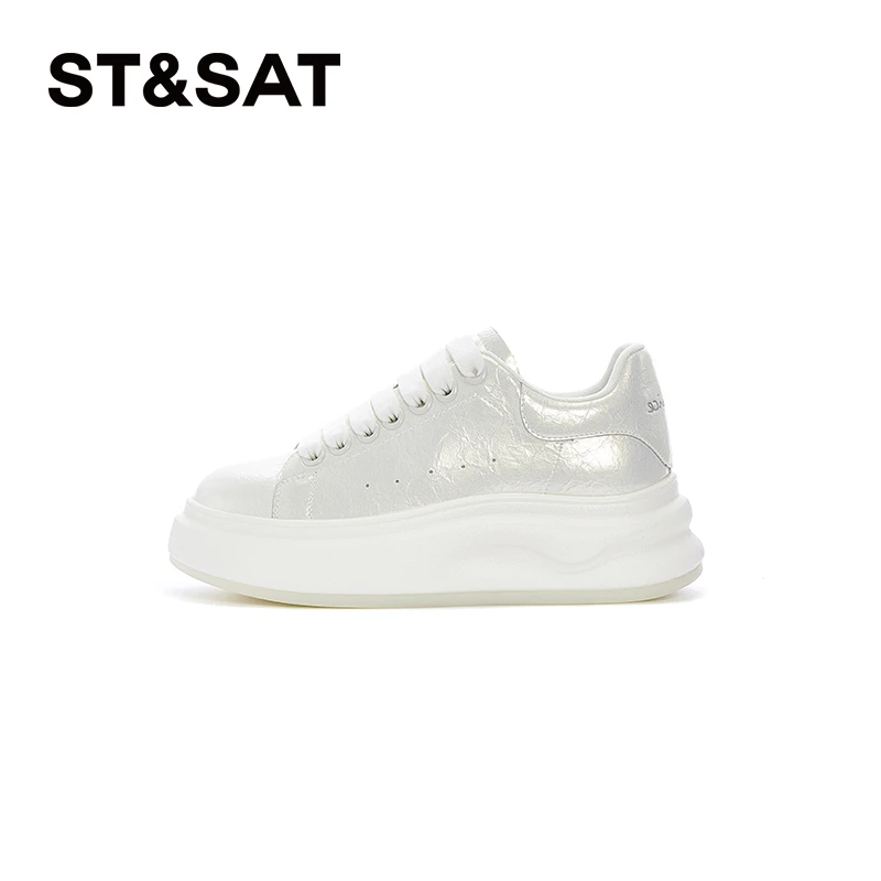 星期六厚底休闲鞋女舒适板鞋春季运动轻便软底增高小个子松糕鞋