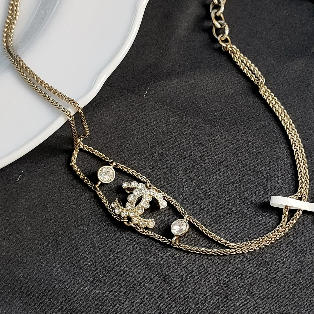 95新 Chanel/香奈儿 Azul-20S金色水钻双链条choker 项链/47887