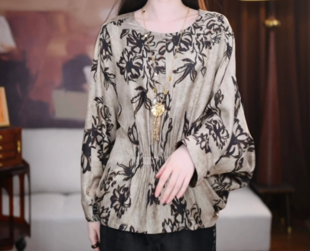 【辰林】 新中式时尚复古显瘦夏季百搭休闲宽松国风花色短款上衣