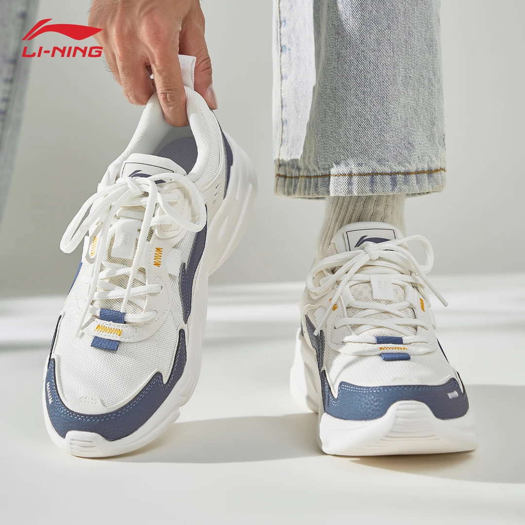 李宁云海男运动鞋秋季2025新款透气网面经典百搭老爹鞋轻弹休闲鞋