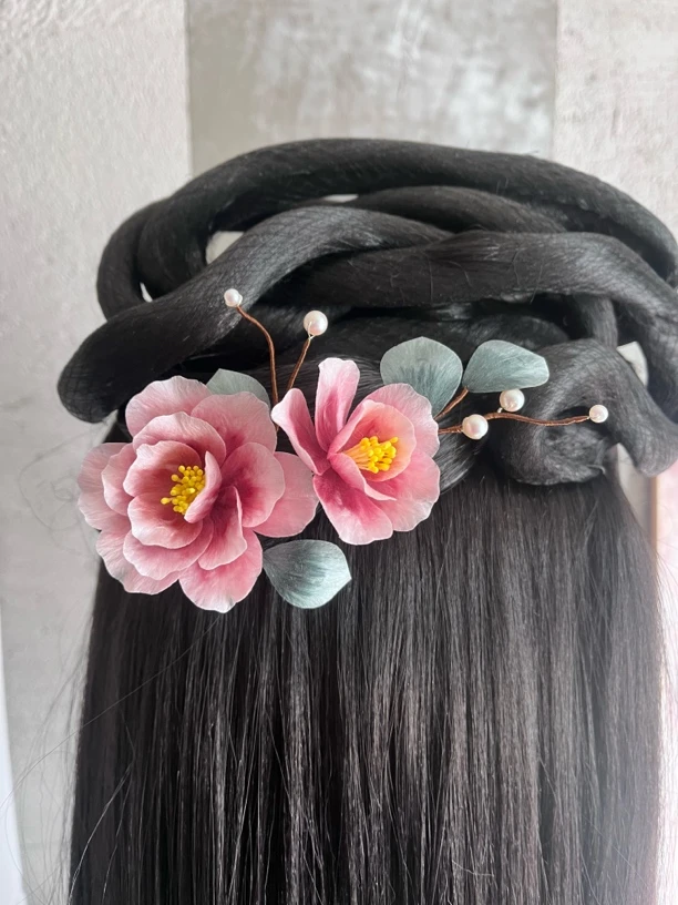 初晴绒花 芳尘 国风汉服旗袍边夹绒花