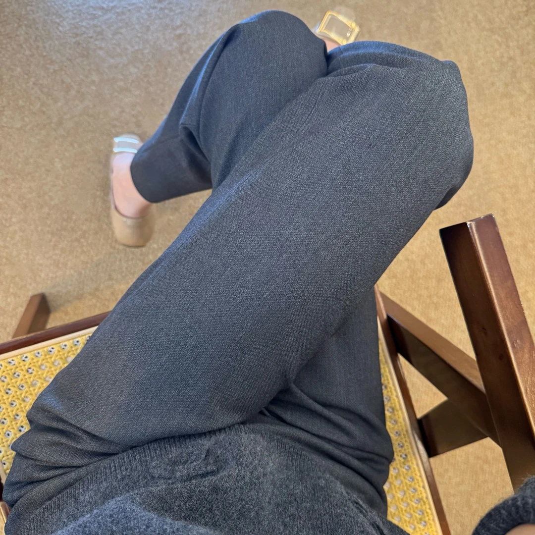 MOL CHIC"诗韵"25秋冬款微喇西装长裤休闲日常可通勤莫兰M25104-2
