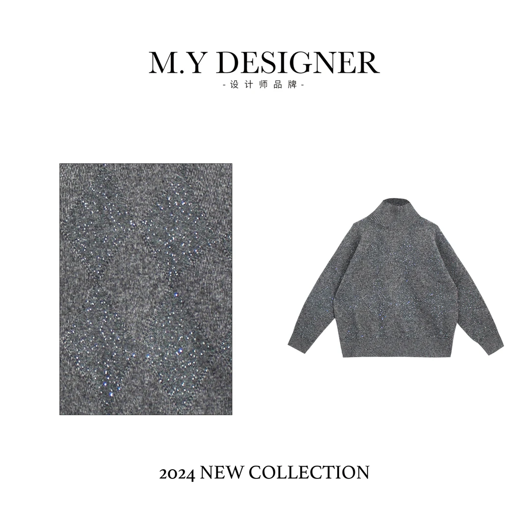 M.Y媛总 2024冬季新款针织高领拼色休闲轻奢简约洋气毛衣1LY650