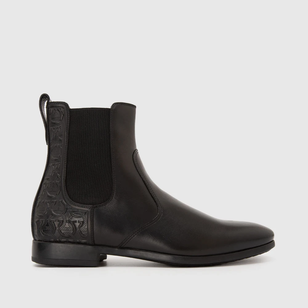 FERRAGAMO菲拉格慕新品牛皮尖头套筒时尚男士靴靴子皮靴746199