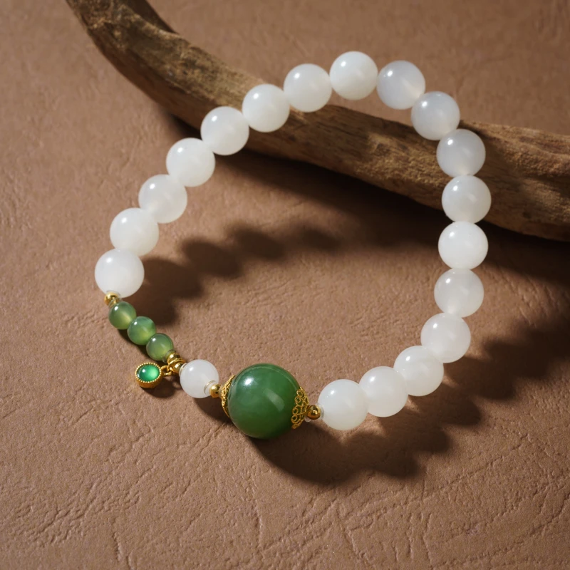 【萝莉】18k白玉0.8单圈手串