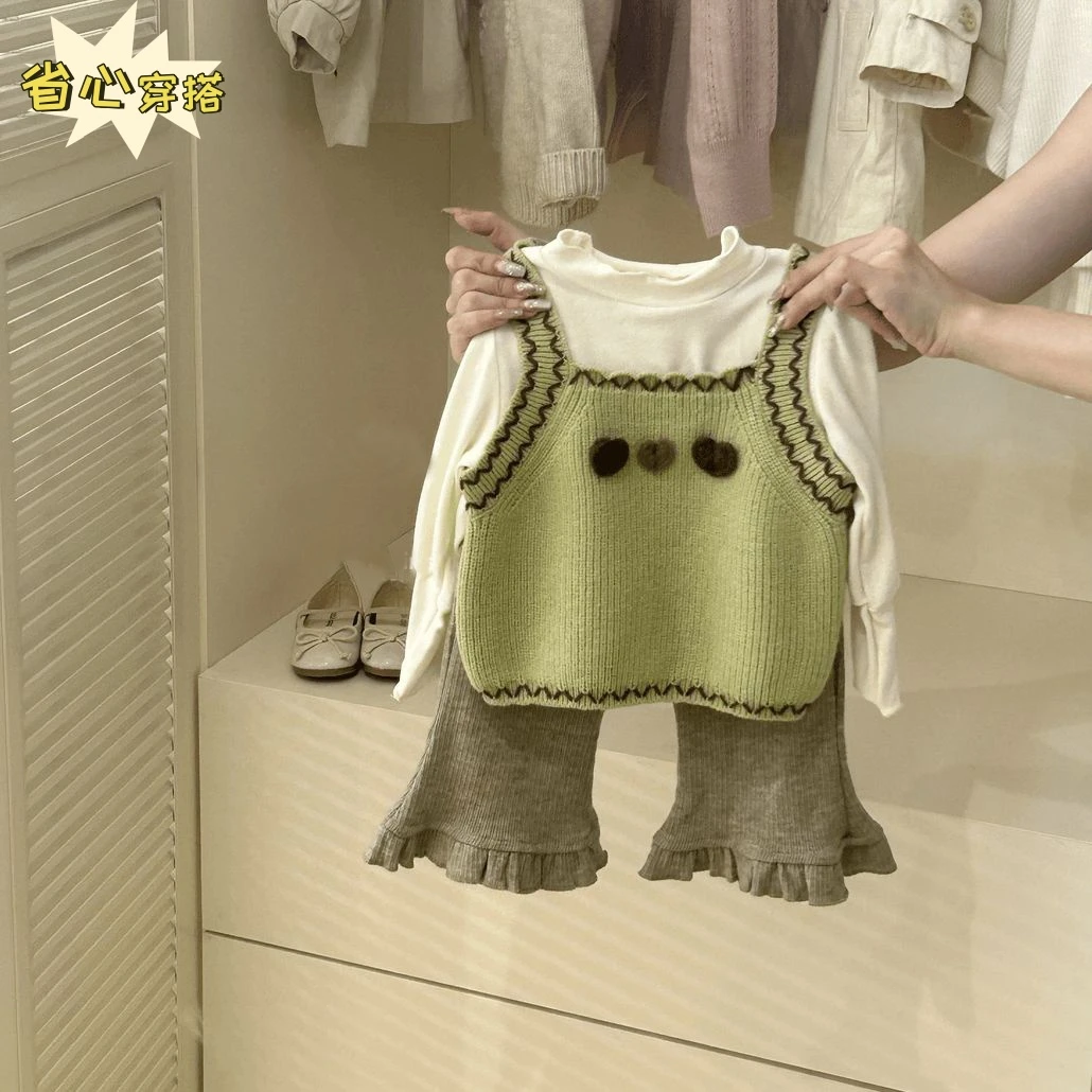 女童秋装套装春装马甲花边宝宝品质时尚儿童森系服装春秋洋气女宝