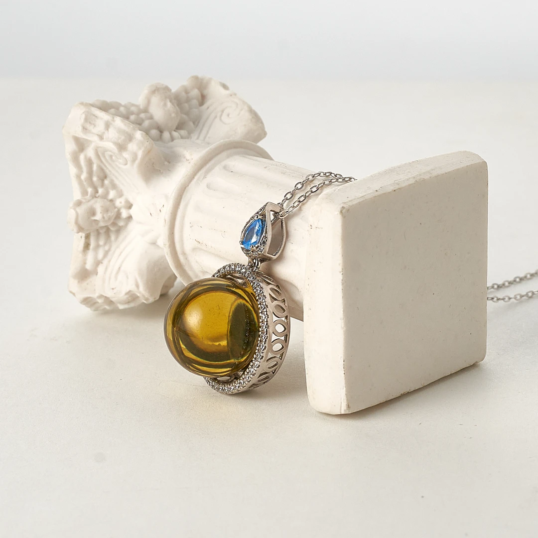 【河南卫视宠粉】 墨西哥蓝珀S925银吊坠