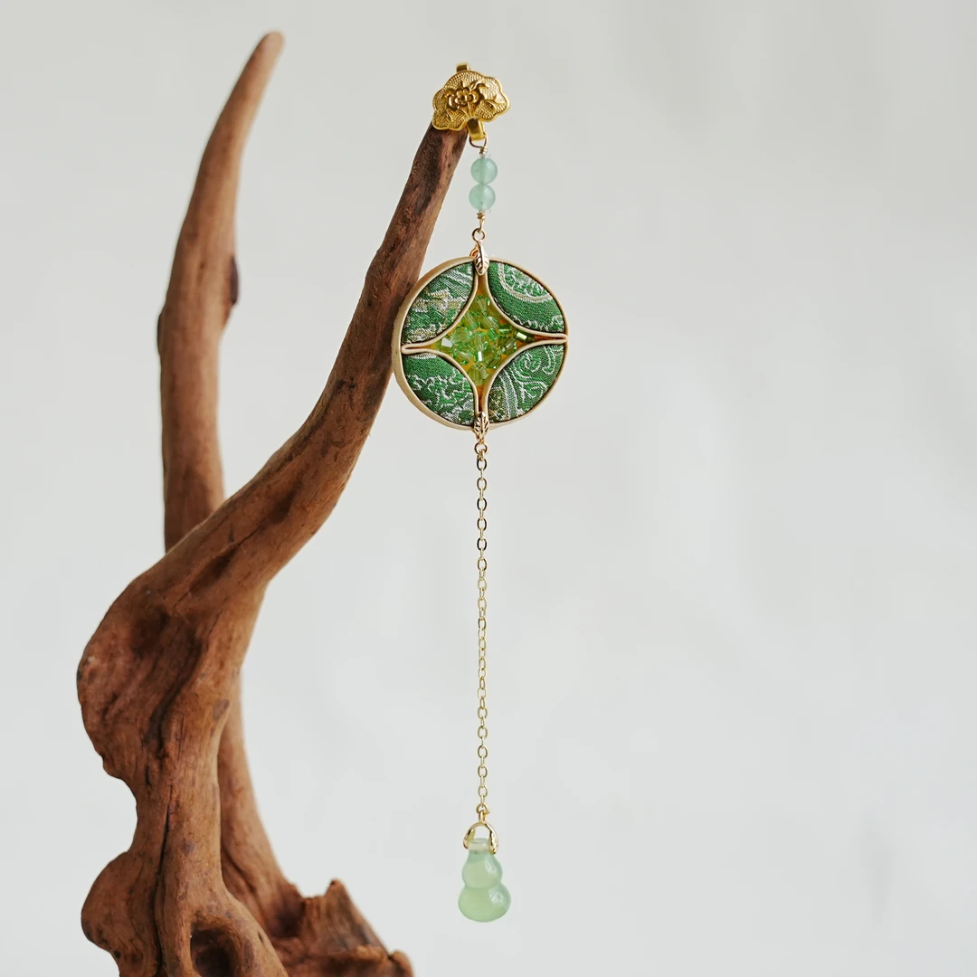 非金属布艺胸针 青寻盘扣「铜钱」压襟胸针中式旗袍汉服宋锦配饰