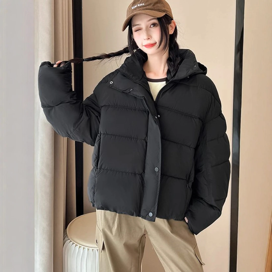 连帽韩系连帽棉服女加厚冬季新款时尚宽松面包服棉衣外套保暖棉袄