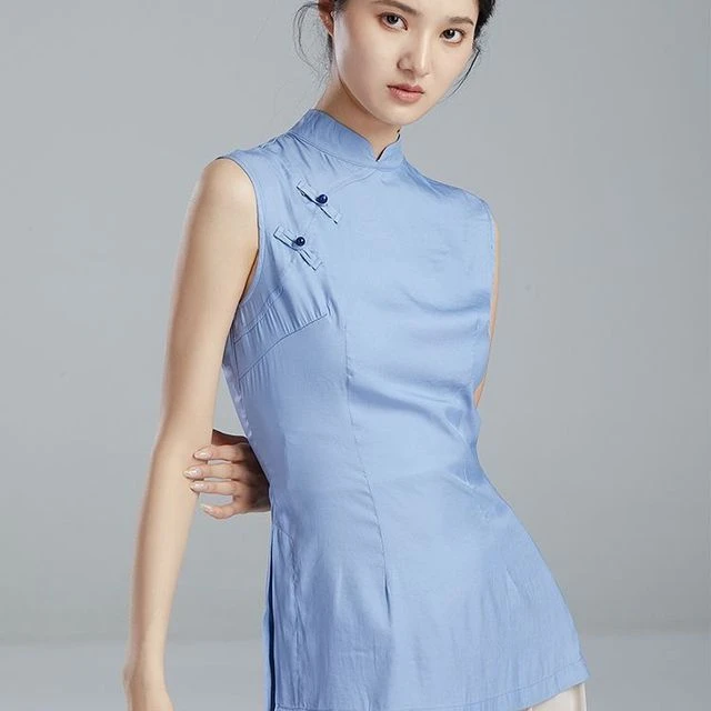 古典舞练功服女上衣中国风飘逸身韵服无袖舞蹈形体服演出服夏