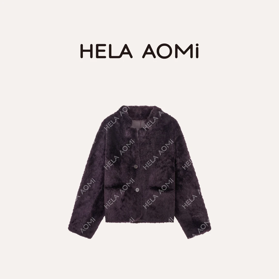 HELA AOMI “黑加仑.小拉贡”羊毛皮轻奢保暖天然皮草CY5DC44011