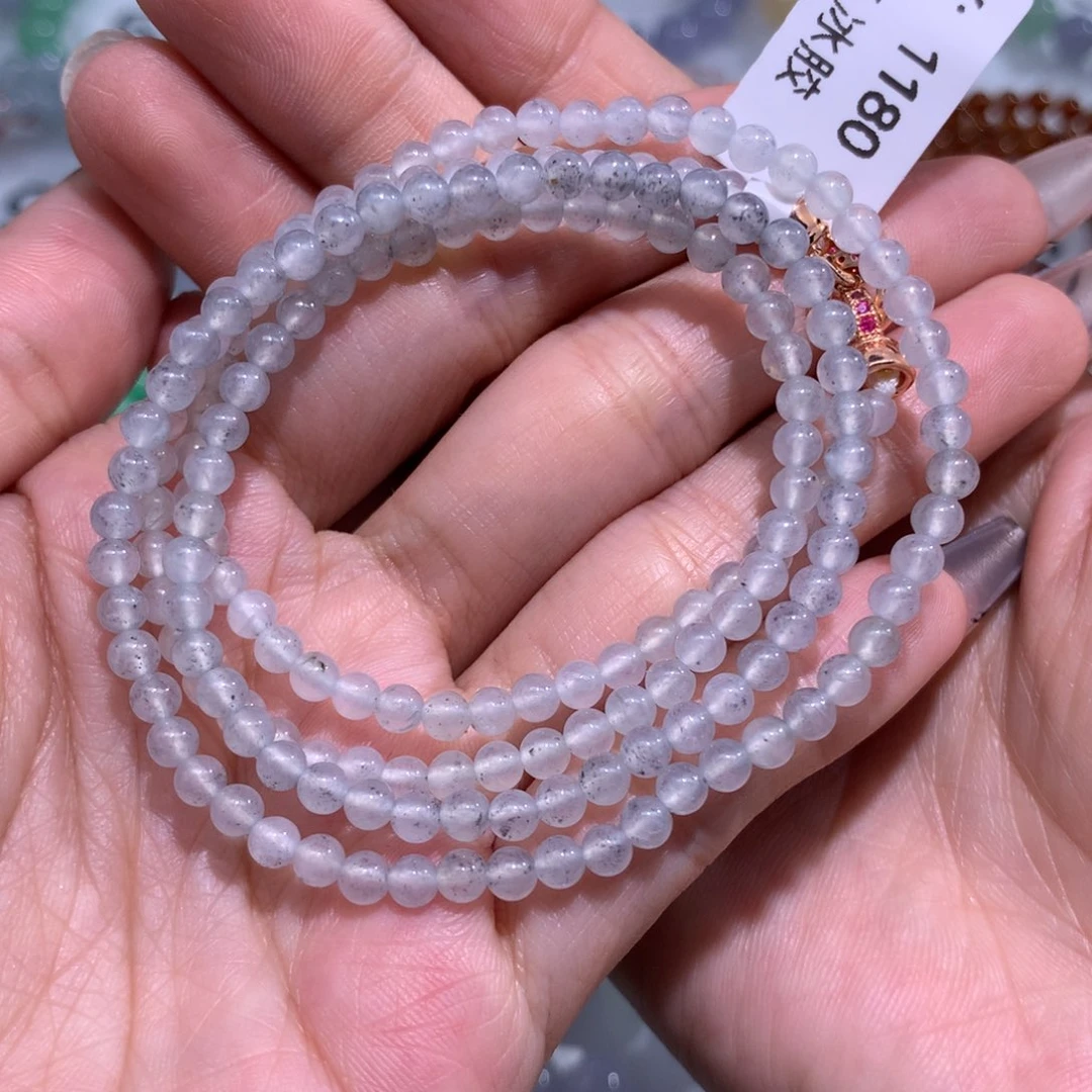 翡翠手链未镶嵌卡3.7冰种乌鸡小米项链