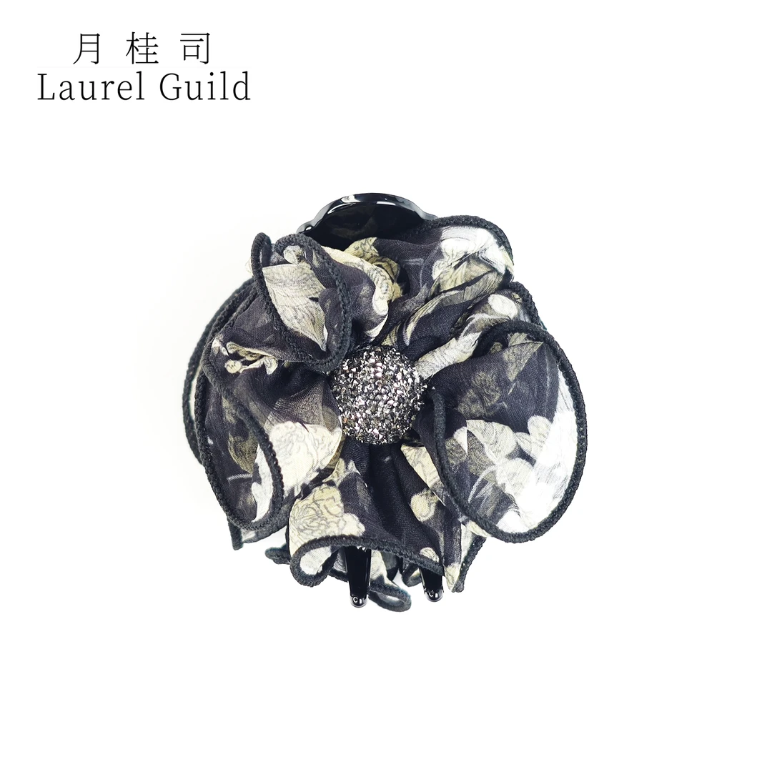 月桂司 帛蓬松花苞款 手工法式碎花百搭时尚花朵丸子夹抓夹 YN150