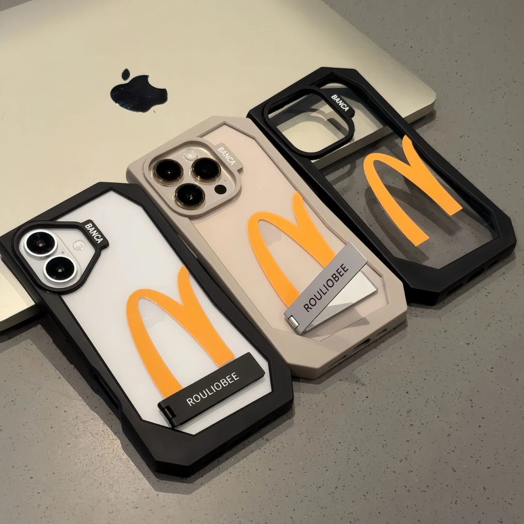 欧克里里半M字母金属支架苹果16promax手机壳15/14/13不规则12/11