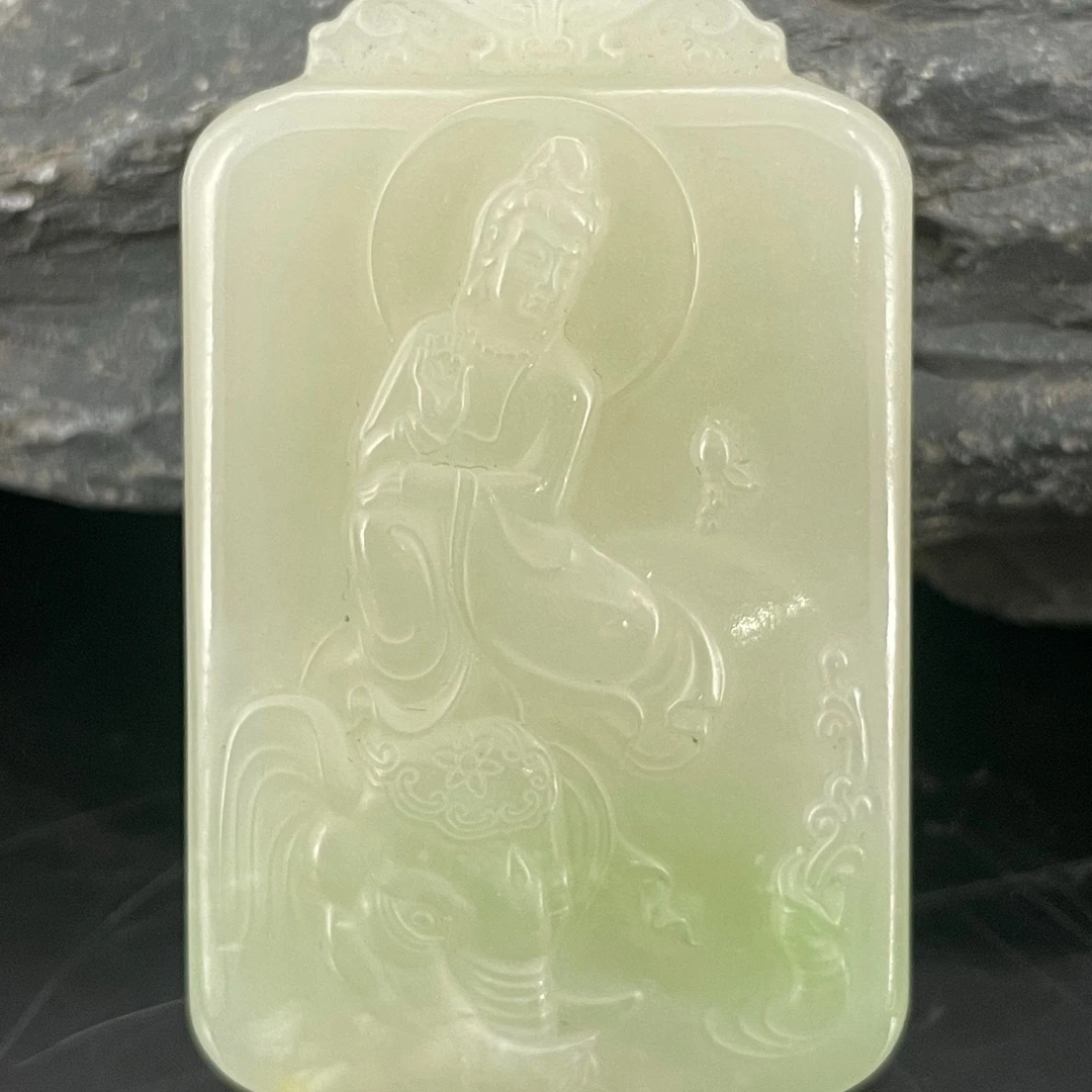 Y0537和田玉挂件普贤菩萨