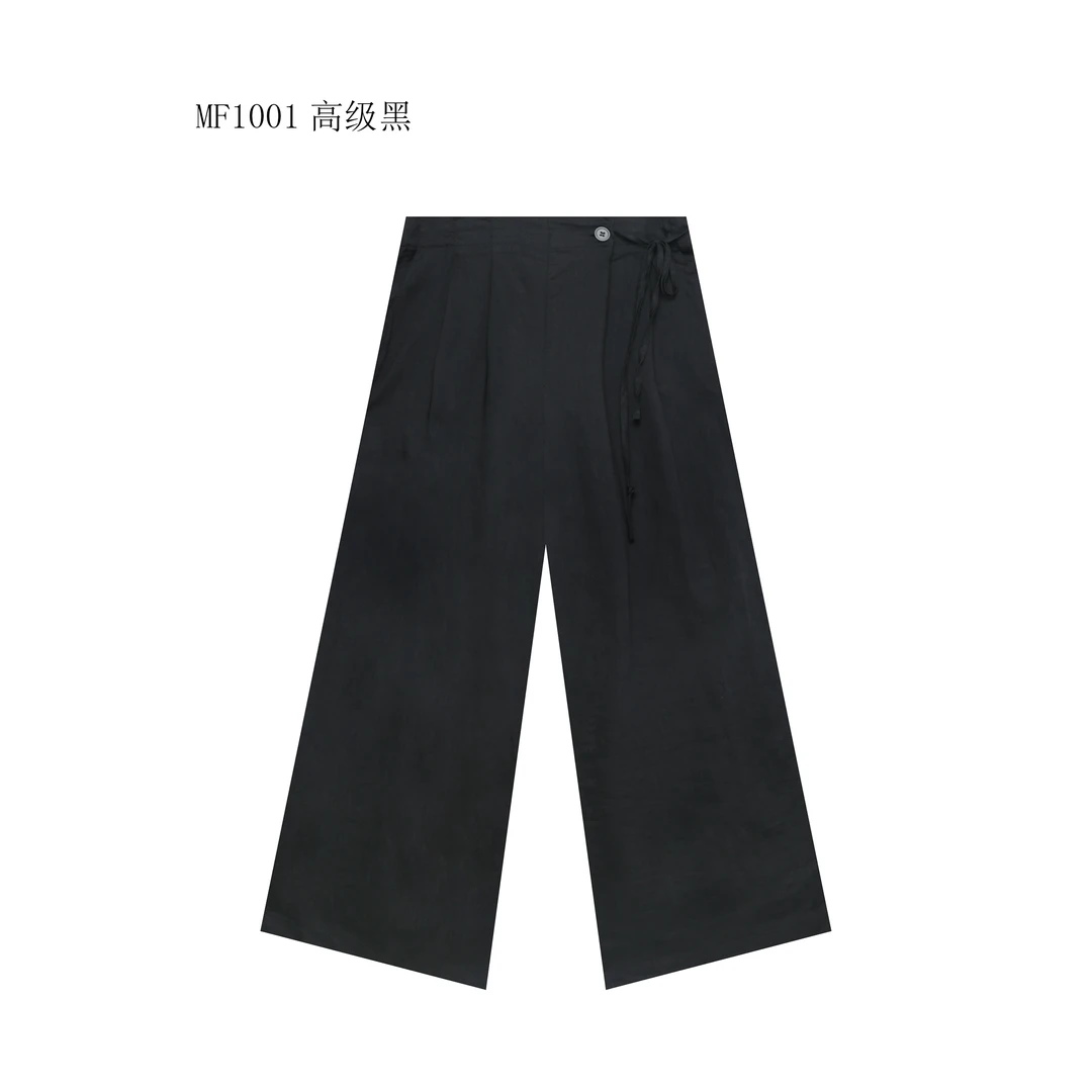 【麻訪家】MF1001高级黑复古文艺简约宽松显瘦百搭休闲裤
