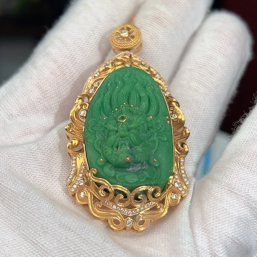 绿松石18K金镶嵌珠宝奇石