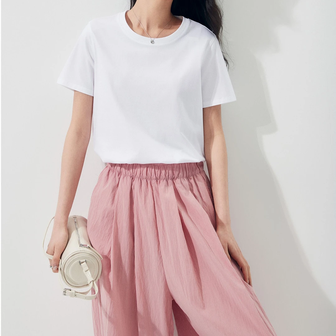 初棉【凉感索罗娜】正肩合体多领型基础百搭短袖 353601041