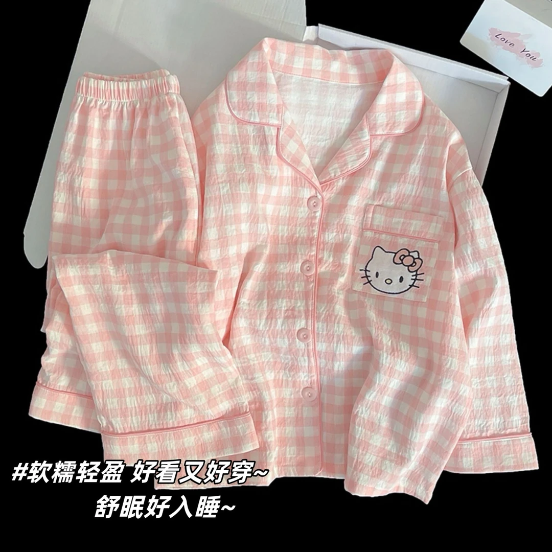女童睡衣春秋季2025新款HelloKitty儿童云朵棉长袖女孩大童家居服
