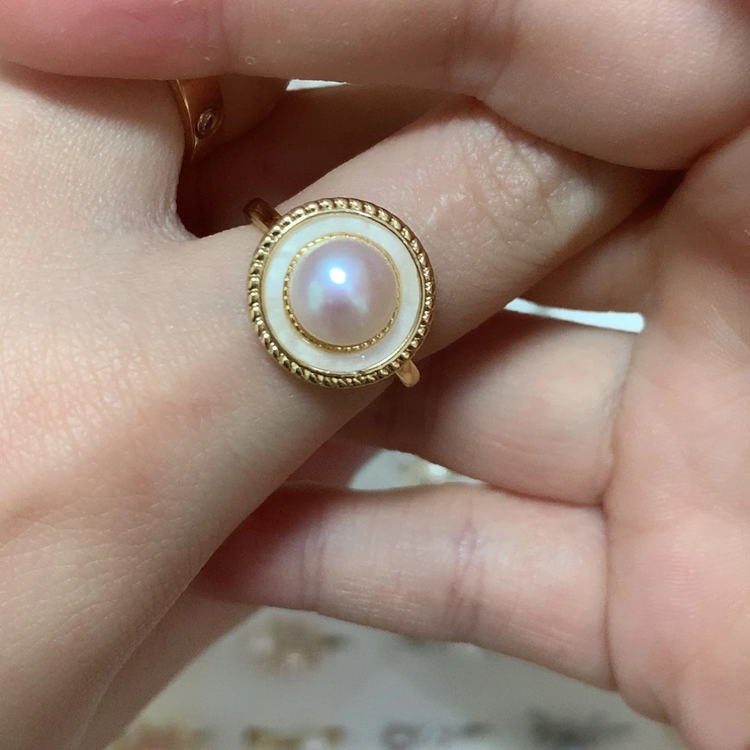 淡水珍珠戒指合金