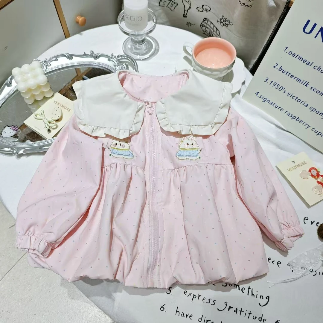 Q-023  粉色花苞兔耳朵冲锋衣