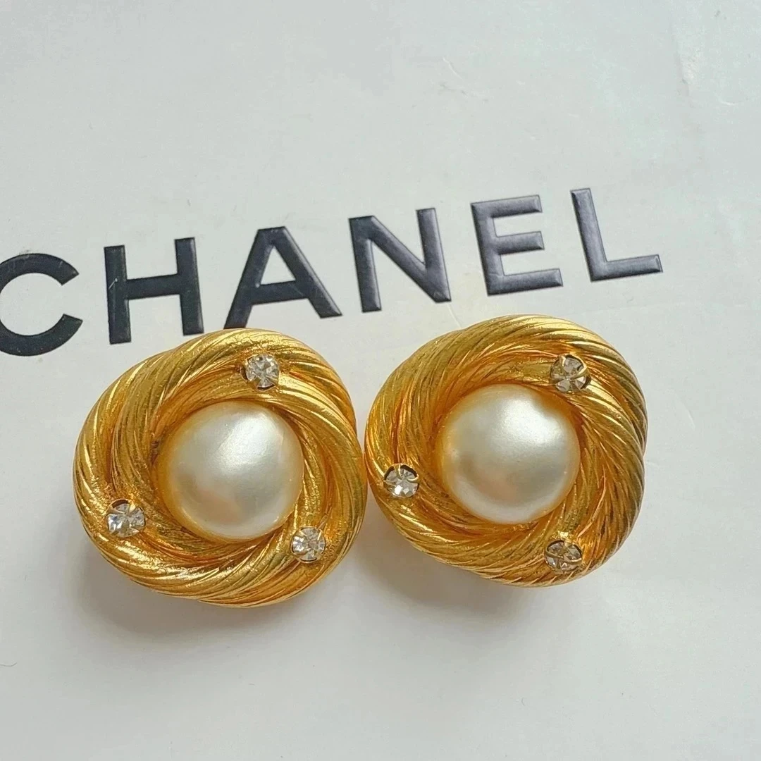 95新 Chanel/香奈儿 Chanel vintage香奈儿中古鸟窝珍珠耳夹