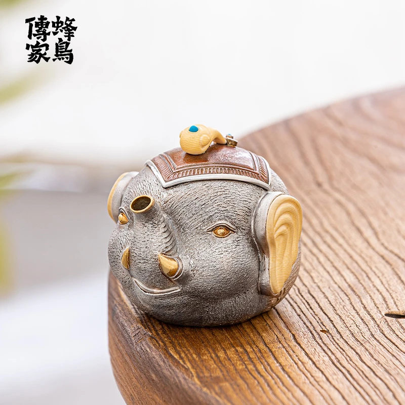 蜂鸟工坊 傳家 手工艺品牙把大象手抓盖碗茶壶 SWA02634