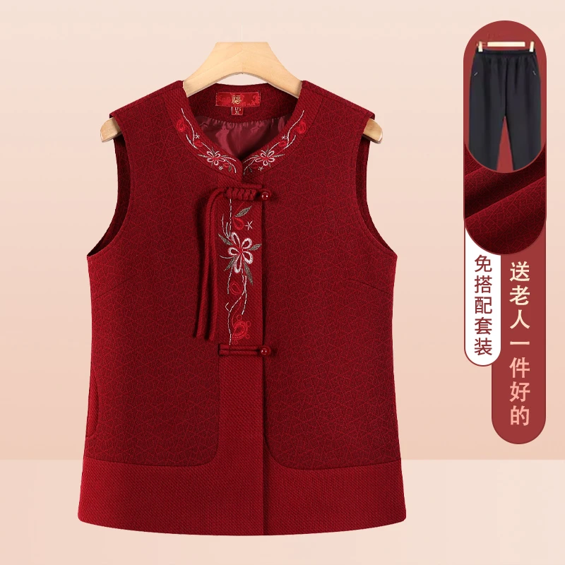中老年人马甲女奶奶秋装外套老太太背心坎肩老人衣服妈妈马夹开衫