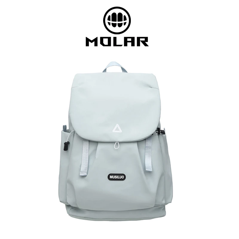 双肩包翻盖撞色日系简约运动风书包中大学生登山包旅行轻便束口包