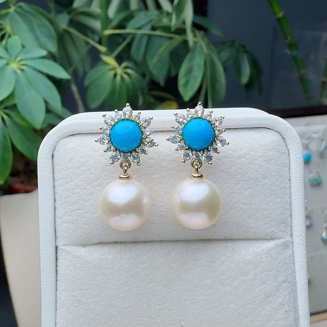 绿松石未镶嵌耳饰耳环