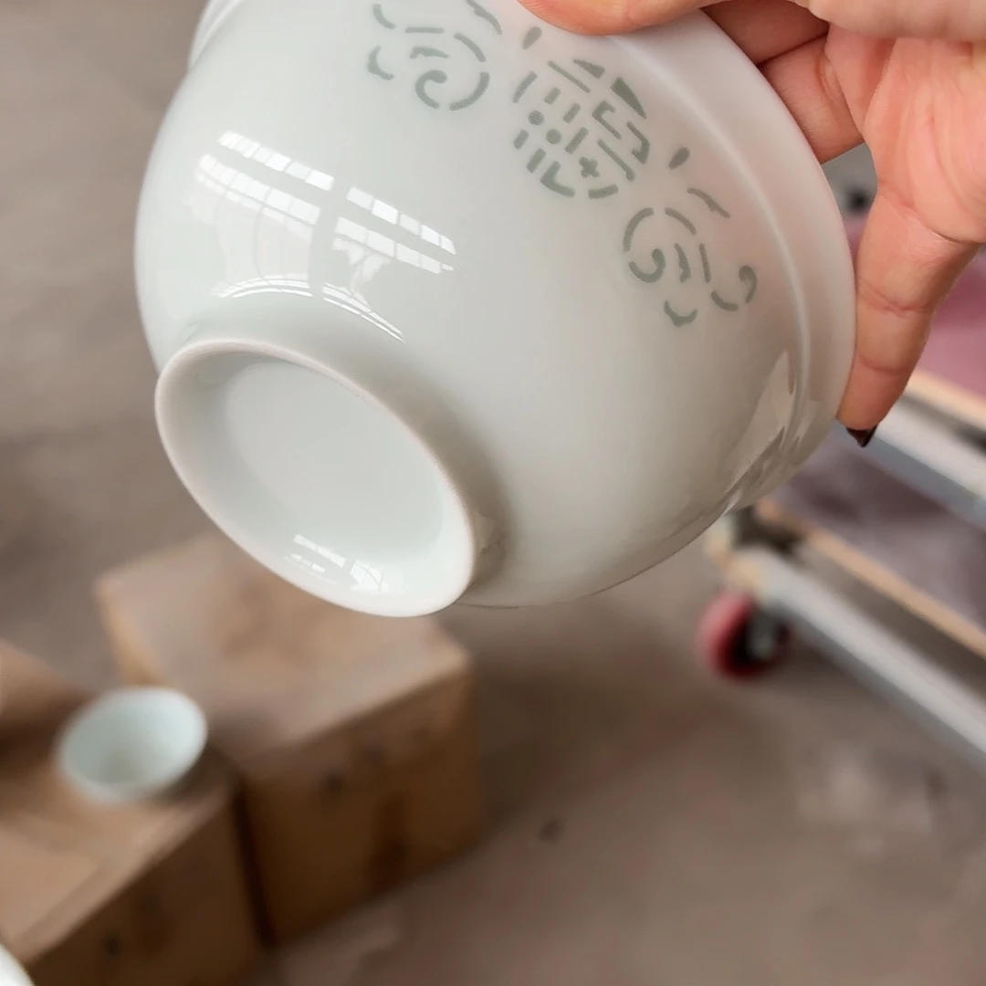 风***约搪瓷米饭碗8个青福无底款好