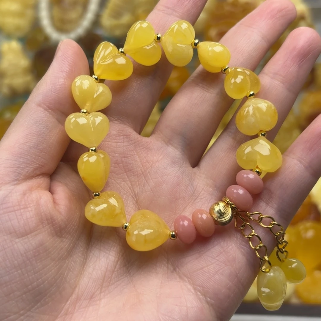 裸石蜜蜡未镶嵌蜜蜡手串打孔不退不换