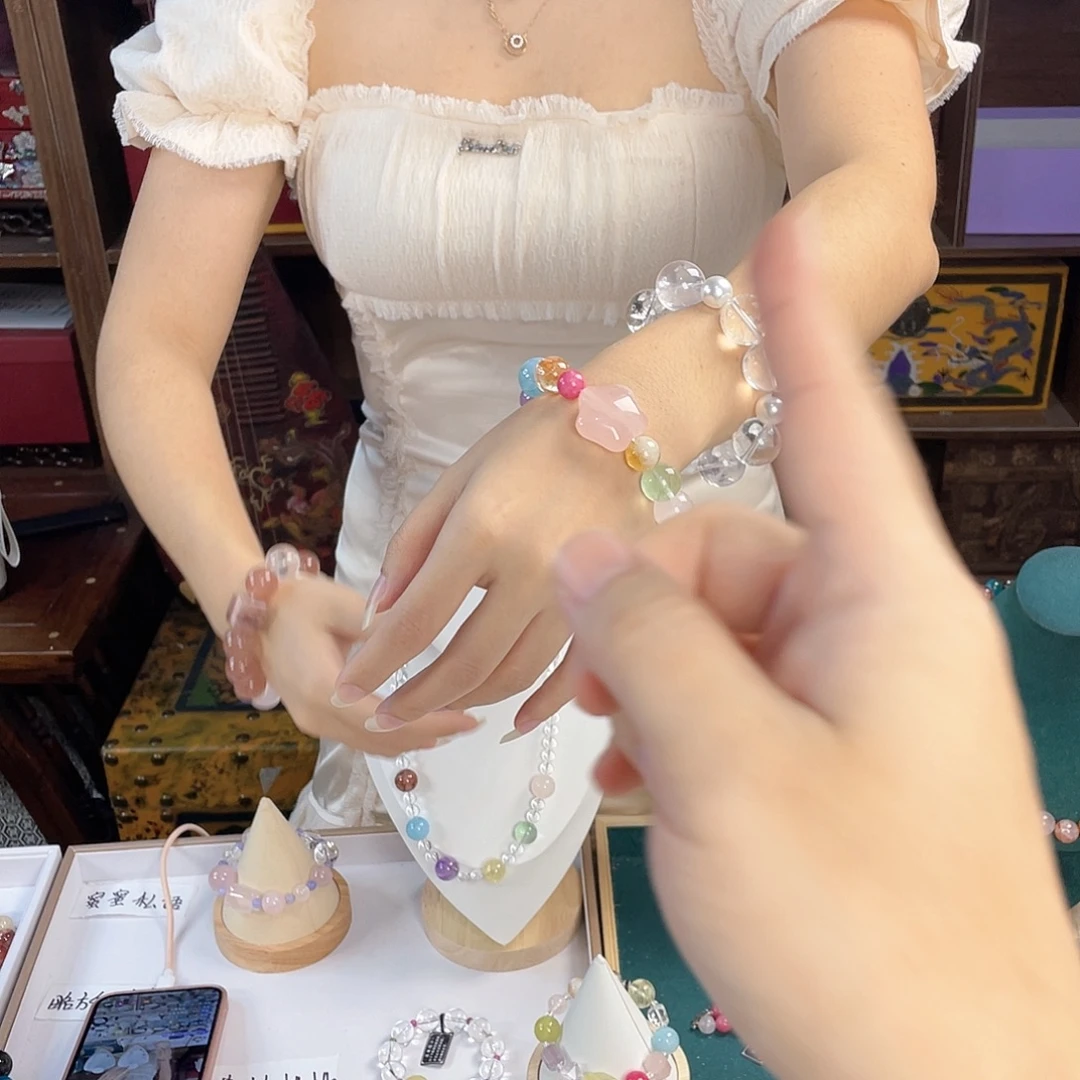 水晶手链银S925镀金镶嵌