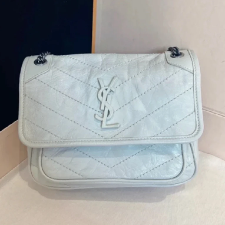 95新 YSL/圣罗兰 YSL奶油白niki单肩包25040173-01